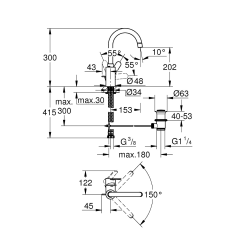 Eurostyle Cosmopolitan mitigeur monocommande lavabo, taille L, chrome (G23043003)