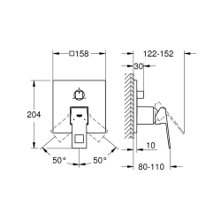  Eurocube mitigeur monocommande 3 sorties avec inverseur, chrome (G24094000)