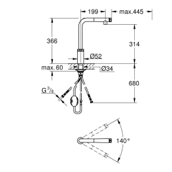 Minta SmartControl mitigeur évier SmartControl avec douchette, chrome (G31613000)  Minta SmartControl mitigeur évier SmartControl avec douchette, chrome (G31613000)