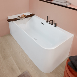  Loop & Friends 1800 x 800 mm baignoire murale angle à gauche SQUARE, sans pieds, blanc