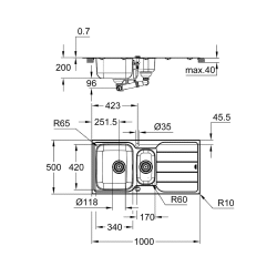 K500 Sink 60 -S 97/50 1.5 rev