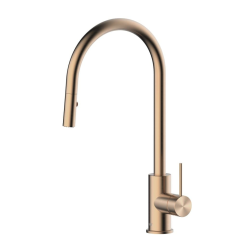 Mitigeur évier sur pied avec douchette extractible 2 jets, or rose brossé (SATBAUR286BRG)