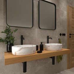 Aurum mitigeur lavabo haut inoxydable, à levier, sans vidage, noir mat SATBAUR285C avec une garantie de 5 ans
