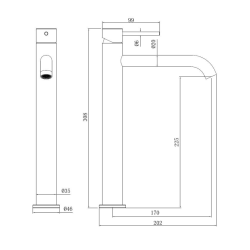  Aurum mitigeur lavabo haut 30,8 cm en acier inoxydable, à levier, sans vidage, or brossé (SATBAUR285BG)