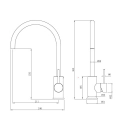 Aurum mitigeur cuisine sur pied 36,3 cm avec bras pivotant, à levier, acier inoxydable (SATBAUR280NRZ)