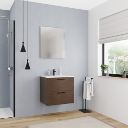 59,5*45,5*55 cm, Nouveau meuble de salle de bain assemblé, certifié FSC, couleur chêne (CERAMIA-4DW60)