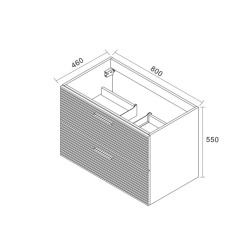 80 cm, meuble de salle de bain assemblé, couleur chêne (CERAMIA-4DW80)