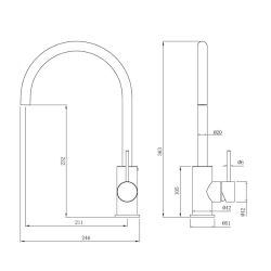  Aurum mitigeur de cuisine 36,3 cm à levier avec bras pivotant, noir mat (SATBAUR280C)