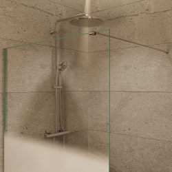  Walk-in 100x200cm, Verre semi poli Crystal Glass® 8 mm  anticalcaire, avec bras et profilés chrome brillant (SATBWI100MPPR)