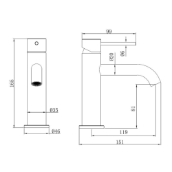 Aurum mitigeur lavabo sur pied 16,5 cm, à levier, sans vidage, or brossé (SATBAUR271BG)