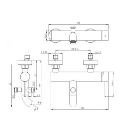 Aurum mitigeur de baignoire mural 150 mm à levier sans set de douche, gun metal (SATBAUR222BGM)  Aurum mitigeur de baignoire mural 150 mm à levier sans set de douche, gun metal (SATBAUR222BGM)