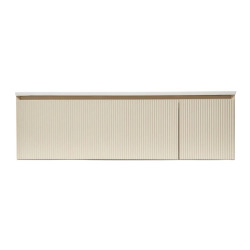 Meuble de salle de bain suspendu 120 x 35 x 52 cm avec vasque à poser en marbre coulé, beige mat, Natura Austen (AUSTEN120BG)