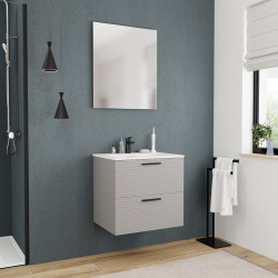Set complet 60 cm : vasque blanc mat + meuble, gris perle (CERAMIA-4LG60-V)