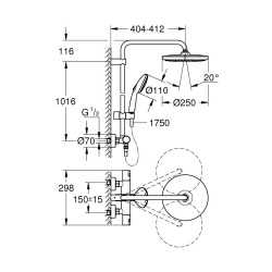 Vitalio Start System 250 colonne de douche avec thermostatique + douchette à main 2 jets + douche de tête, noir mat (G266772431)  Vitalio Start System 250 colonne de douche avec thermostatique + douchette à main 2 jets + douche de tête, noir mat (G266772431)