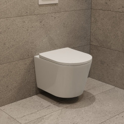 Tornado Rimless WC suspendu 53,5 cm sans bride avec abattant SoftClose, blanc brillant (CE142010RTORP)