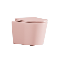 WC suspendu Infinitio  sans bride et fixations invisibles + abattant frein de chute, rose (SATINF010RREXPPM)