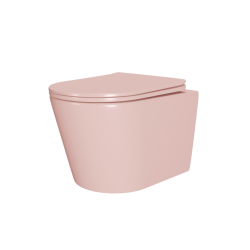 WC suspendu Infinitio  sans bride et fixations invisibles + abattant frein de chute, rose (SATINF010RREXPPM)