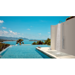  Naturel Douche extérieure murale intégralement en inox, eau chaude et froide, douchette à main, acier brossé (NATUREL-IN09)