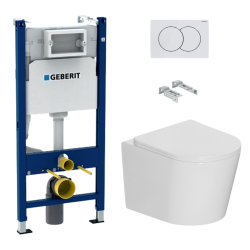 Pack WC bâti-support Duofix 112cm + WC suspendu Tornado Rimless + abattant SoftClose + plaque blanche (CETORGEB3)