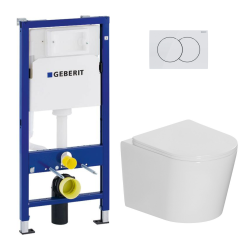 Pack WC bâti-support Duofix UP100 + WC suspendu Tornado Rimless + abattant SoftClose + plaque blanche (CETORGEB1)