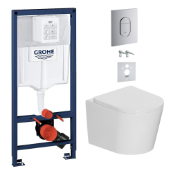 Pack WC bâti-support Rapid SL + WC suspendu sans bride + abattant SoftClose + isolation phonique + plaque chrome (ARENACETOR)