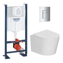 Pack WC bâti-support autoportant Rapid SL 1.13 M + WC suspendu sans bride + abattant SoftClose + plaque chrome (PROCETOR1AMZ)