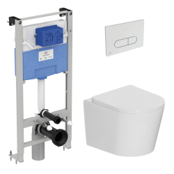 Pack WC bâti-support autoportant Prosys 1.15 M + WC suspendu sans bride Ceramia + plaque blanche (PROSYSCETOR1)