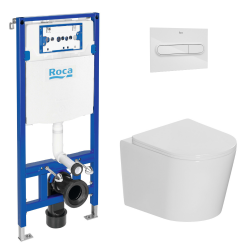Pack WC bâti-support mural Duplo One 112 cm + WC suspendu sans bride Ceramia + abattant SoftClose + plaque blanche (DUPLOCETOR1)