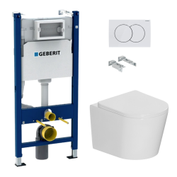 Pack WC bâti-support Duofix 112cm + WC sans bride Ceramia + abattant SoftClose + plaque blanche (CETORGEB3-DE)