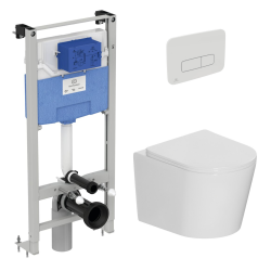 Pack WC bâti-support autoportant Prosys + WC sans bride Ceramia + abattant SoftClose + plaque blanche (PROSYSCETOR2)