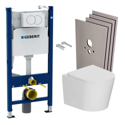 Pack WC bâti-support Duofix 112cm + WC sans bride Ceramia + abattant SoftClose + Set habillage + plaque blanche (CETORGEB3SBVP)