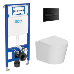 Pack WC bâti-support Duplo One 112 cm + WC suspendu sans bride Ceramia + abattant SoftClose + plaque noire mat (DUPLOCETOR3)