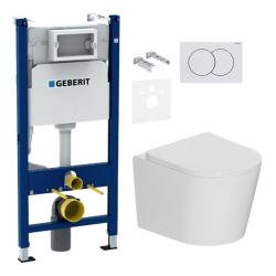 Pack WC bâti-support Duofix 112cm + WC sans bride + abattant SoftClose + set d'isolation + plaque blanche (CETORGEB3SET)