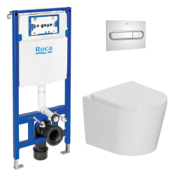 Pack WC bâti-support mural Duplo One 112 cm + WC sans bride Ceramia + abattant SoftClose + plaque chrome (DUPLOCETOR2)