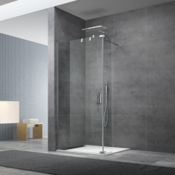  Crochet suspendu en acier inoxydable pour écran de douche SAT Walk-In, pose facile sans perçage, inox (SATWIHACEK)