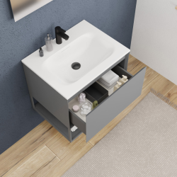  Ceramia meuble de salle de bain Ceramia 60 cm, certifié FSC, gris foncé (CERAMIA-1DG60)