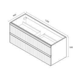Ceramia Nouveau meuble de salle de bain 120 cm, certifié FSC, gris perle (CERAMIA-3LG120)
