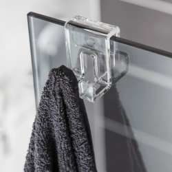Double crochet suspendu en acrylique pour écran de douche SAT Walk-In, transparent (SATWIHACEKPLAST)  Double crochet suspendu en acrylique pour écran de douche SAT Walk-In, transparent (SATWIHACEKPLAST)