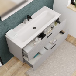 Set complet 120 cm : vasque blanc mat + meuble certifié FSC gris perle (CERAMIA-4LG120-V)