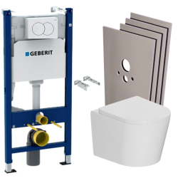 Pack WC bâti-support Duofix 112 cm + WC suspendu sans bride + abattant SoftClose + set habillage + plaque blanche (CETORGEB3SB)