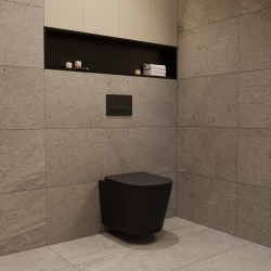 Pack WC bâti-support sol-mur + WC suspendu sans bride + abattant SoftClose + plaque noire (VCNBLCETOR4)