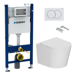 Pack WC bâti-support Duofix 112cm + WC suspendu sans bride + abattant SoftClose + plaque blanche (CETORGEB3AMZ)