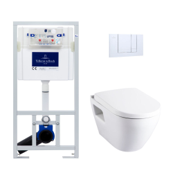 Pack WC Bâti-support avec Cuvette Serel SM10 + Abattant softclose + Plaque chrome (ViConnectSM10-1)