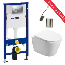 Pack WC Bâti-support Rapid SL + Cuvette suspendue Cersanit S-line + Abattant classique + Plaque Chrome (GROHE-S-LinePro-1)