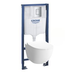 Pack WC Rapid SL GROHE + VITRA Cuvette SENTO avec abattant softclose + Plaque de commande Grohe Skate Chrome (GROHE-SENTO)
