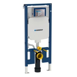 Geberit Pack WC Bâti-support extra-plat + WC Sento sans bride + Abattant softclose + Plaque blanche  (SLIM-Sentorimless-C)