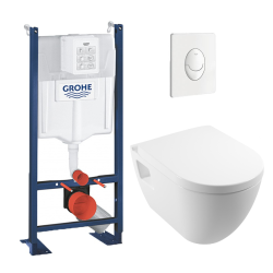 Pack WC Rapid SL autoportant + cuvette SM26 sans bride + plaque Skate Air blanche (ProjectSM26-3)