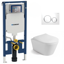 Pack WC Bâti-support + Cuvette sans bride + Abattant soft close + Plaque Blanche (SLIM-Avva-C)