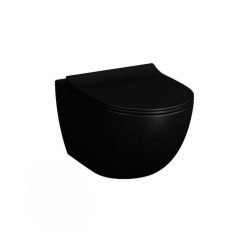 Pack WC Bati-support Geberit UP320 + WC Vitra Sento noir mat sans bride + Abattant softclose + Plaque noire (GebBlackSento-G)