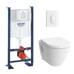 Pack WC Cuvette Compacte + Rapid SL autoportant NF + plaque blanche (ProjectS50COMPACT-3)